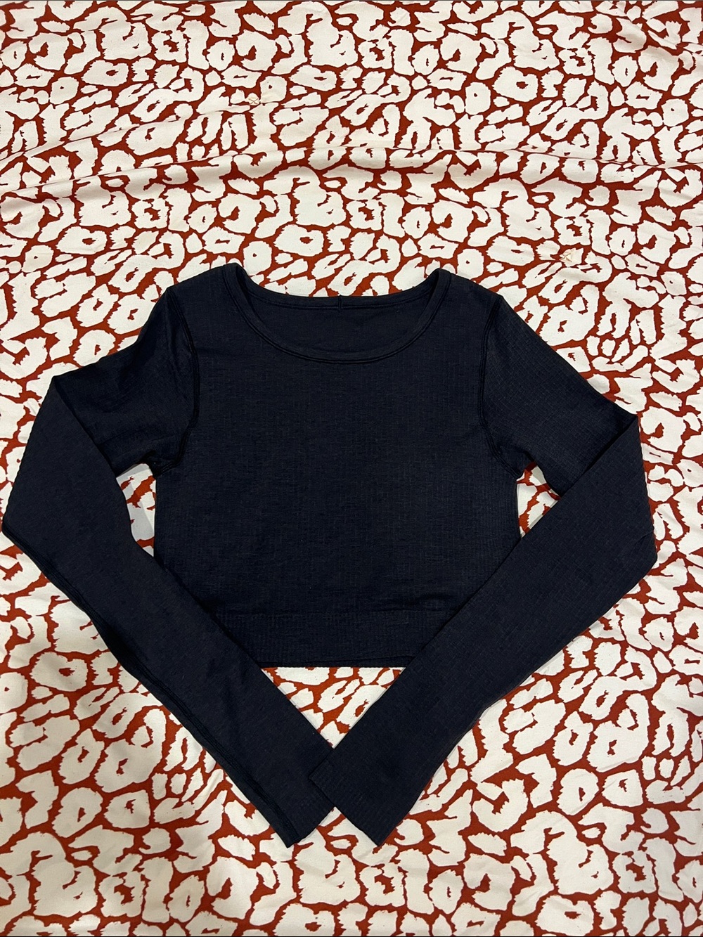 Lululemon Long-Sleeve Black Ribbed Cropped Top